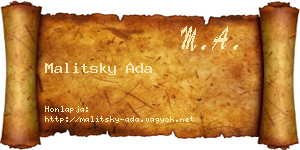Malitsky Ada névjegykártya